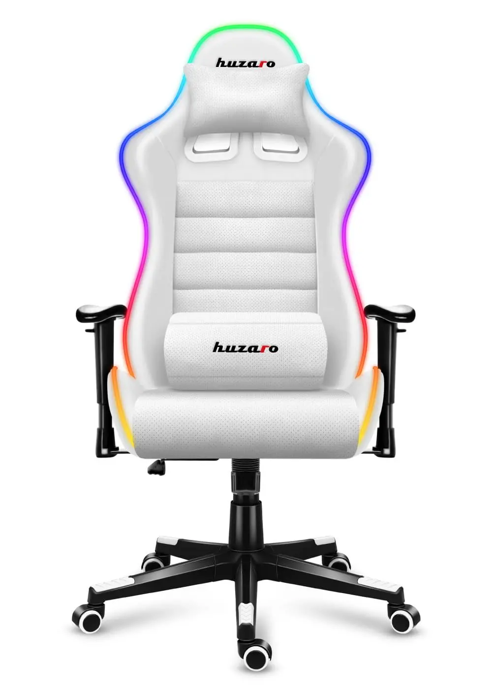 Fotel Huzaro Force 6.0 RGB LED Gamingowy do 130kg Skóra ECO Biały