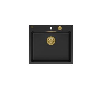 Zlewozmywak Quadron HB8304U7-G1 P2O Morgan 110 Granitowy Czarny mat/Złoty