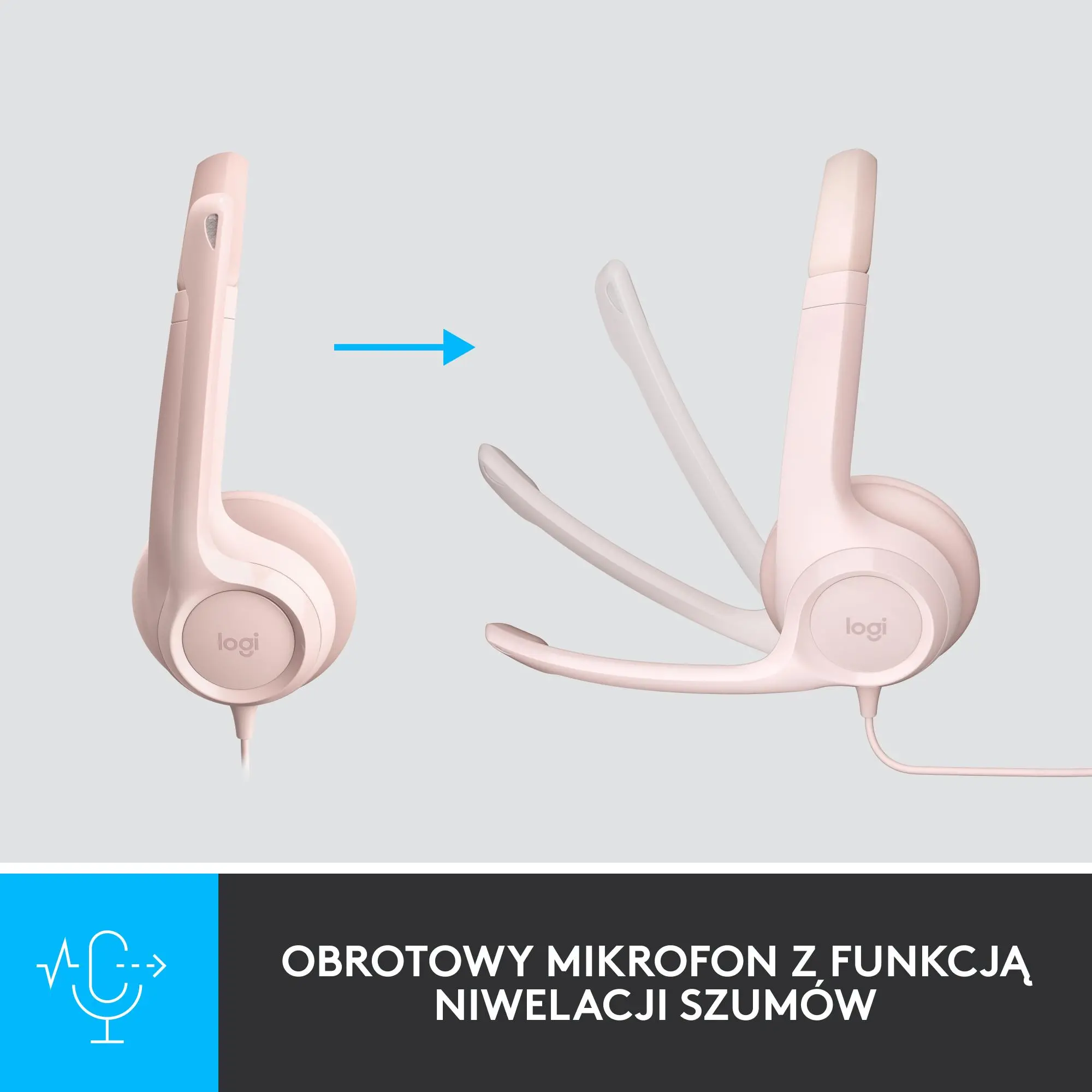 Słuchawki przewodowe z mikrofonem Logitech H390 Nauszne Różowy