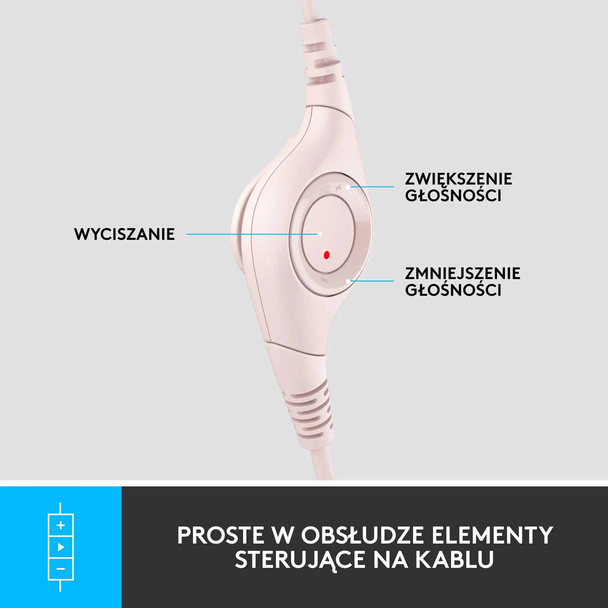 Słuchawki przewodowe z mikrofonem Logitech H390 Nauszne Różowy