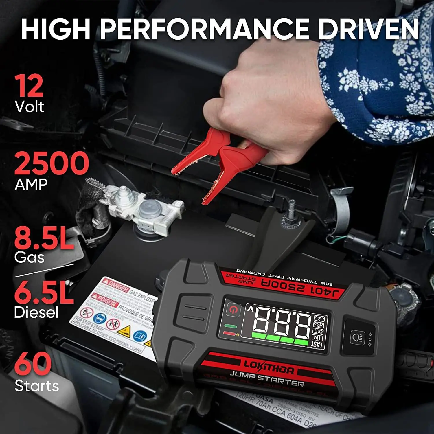 Powerbank Lokithor J401 Jump starter- 2500A 12V 74Wh 100W Czarny