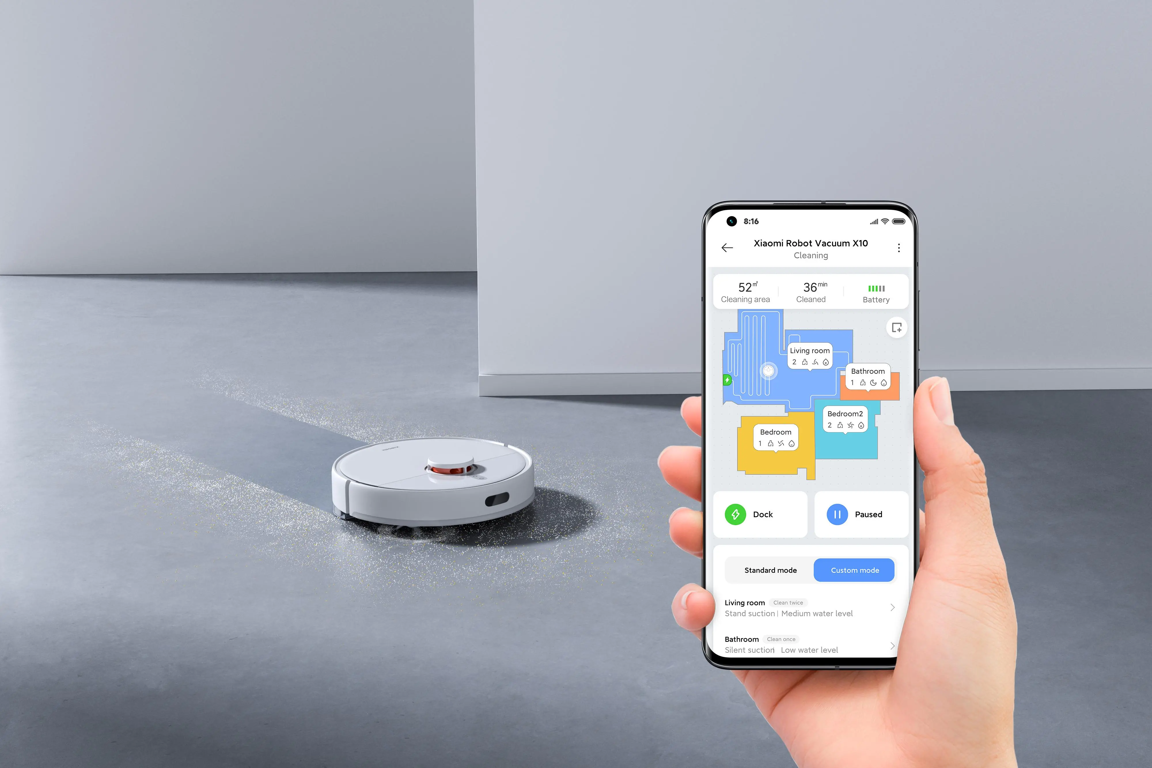 Robot sprzątający Xiaomi Robot Vacuum X10 Funkcja mopowania Stacja oczyszczająca Tworzenie mapy pomieszczenia 68dB