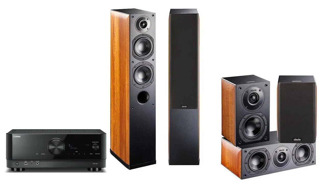 Yamaha MusicCast RX-V4A Czarny, Indiana Line Nota 5.0 - 550 X/740 X/240 X Orzech