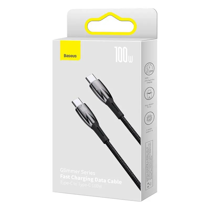 Kabel Baseus USB-C Glimmer 100W 1m Czarny