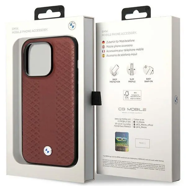 Etui BMW Leather Diamond Pattern BMHCP14L22RFGR do iPhone 14 Pro