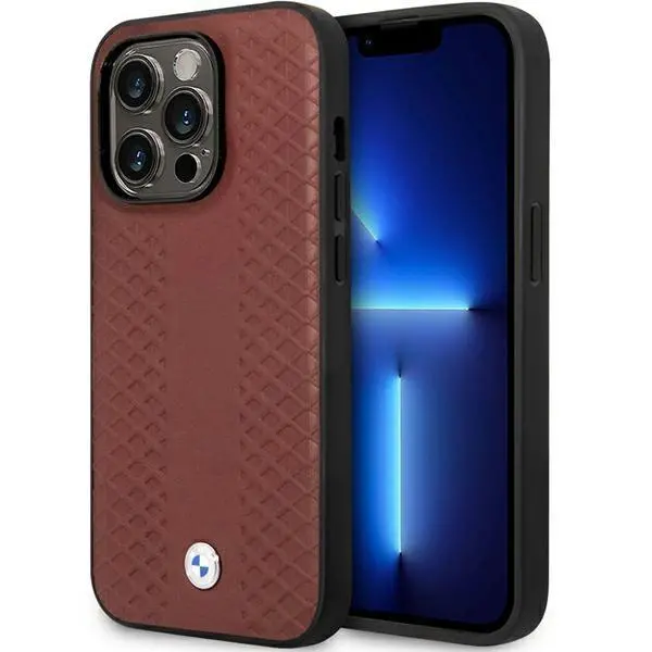 Etui BMW Leather Diamond Pattern BMHCP14L22RFGR do iPhone 14 Pro