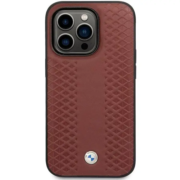 Etui BMW Leather Diamond Pattern BMHCP14L22RFGR do iPhone 14 Pro