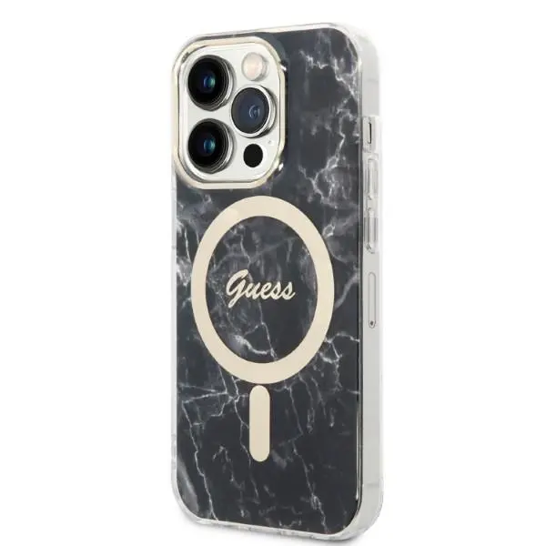 Zestaw Guess GUBPP14XHMEACSK ładowarka indukcyjna + etui Marble MagSafe do iPhone 14 Pro Max