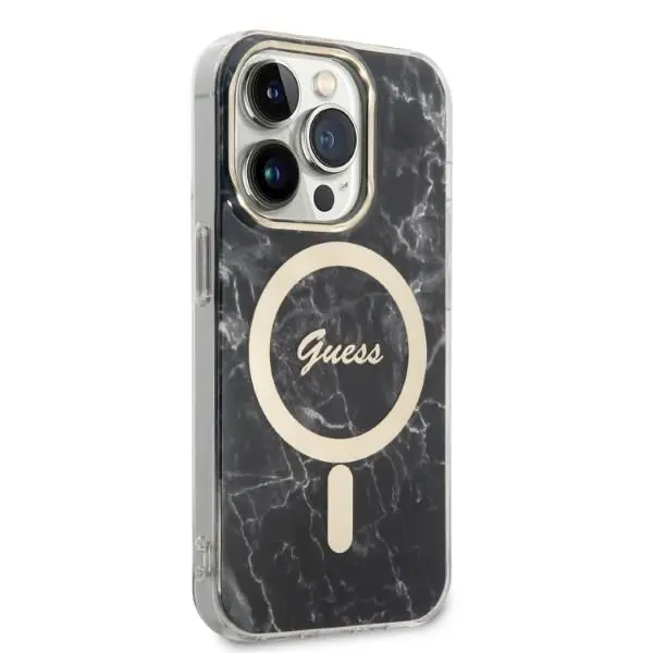 Zestaw Guess GUBPP14XHMEACSK ładowarka indukcyjna + etui Marble MagSafe do iPhone 14 Pro Max