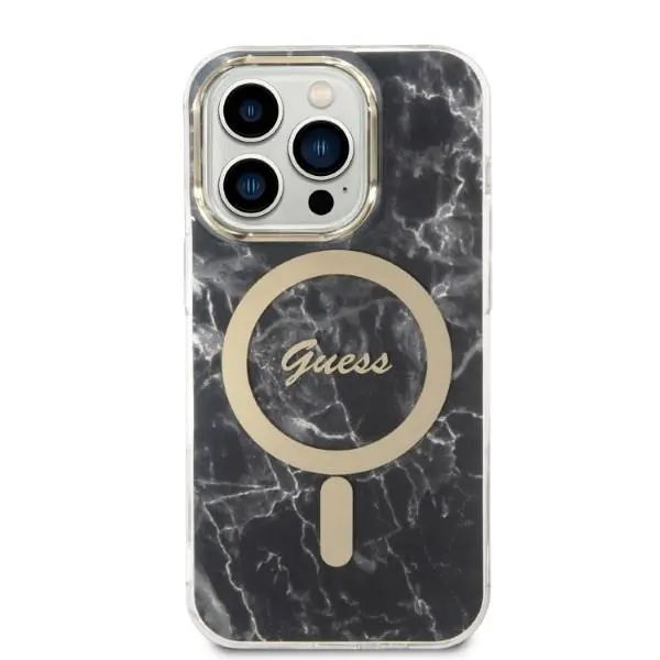 Zestaw Guess GUBPP14XHMEACSK ładowarka indukcyjna + etui Marble MagSafe do iPhone 14 Pro Max