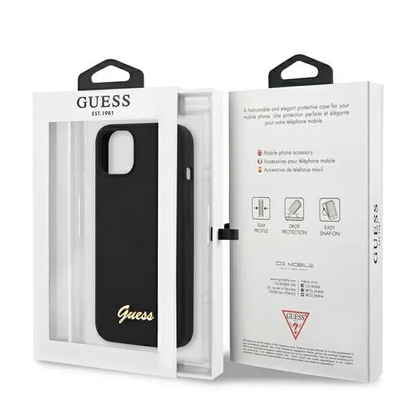 Etui Guess Silicone Script Gold Logo Magsafe GUHMP13MLSLMGBK do iPhone 13