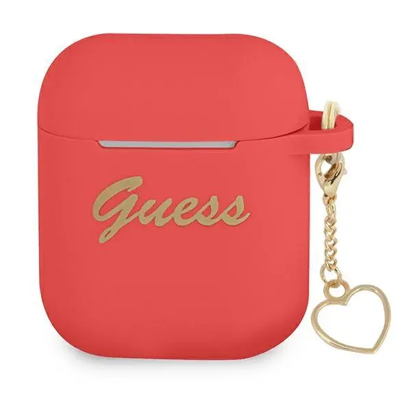 Etui na słuchawki Guess Silicone Charm Heart Collection do AirPods Czerwony