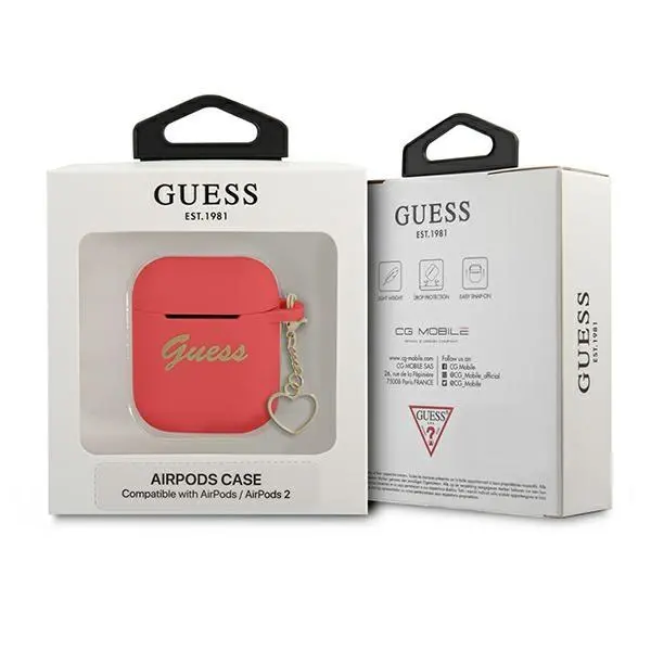 Etui na słuchawki Guess Silicone Charm Heart Collection do AirPods Czerwony