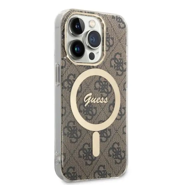 Zestaw Guess GUBPP14LH4EACSW ładowarka indukcyjna + etui 4G Print MagSafe do iPhone 14 Pro