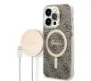 Zestaw Guess GUBPP14LH4EACSW ładowarka indukcyjna + etui 4G Print MagSafe do iPhone 14 Pro