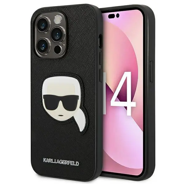 Etui Karl Lagerfeld Saffiano Karl`s Head Patch KLHCP14LSAPKHK do iPhone 14 Pro