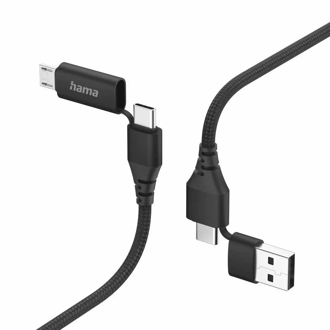 Kabel Hama 4w1 microUSB do USB-C do USB 1,5m Czarny