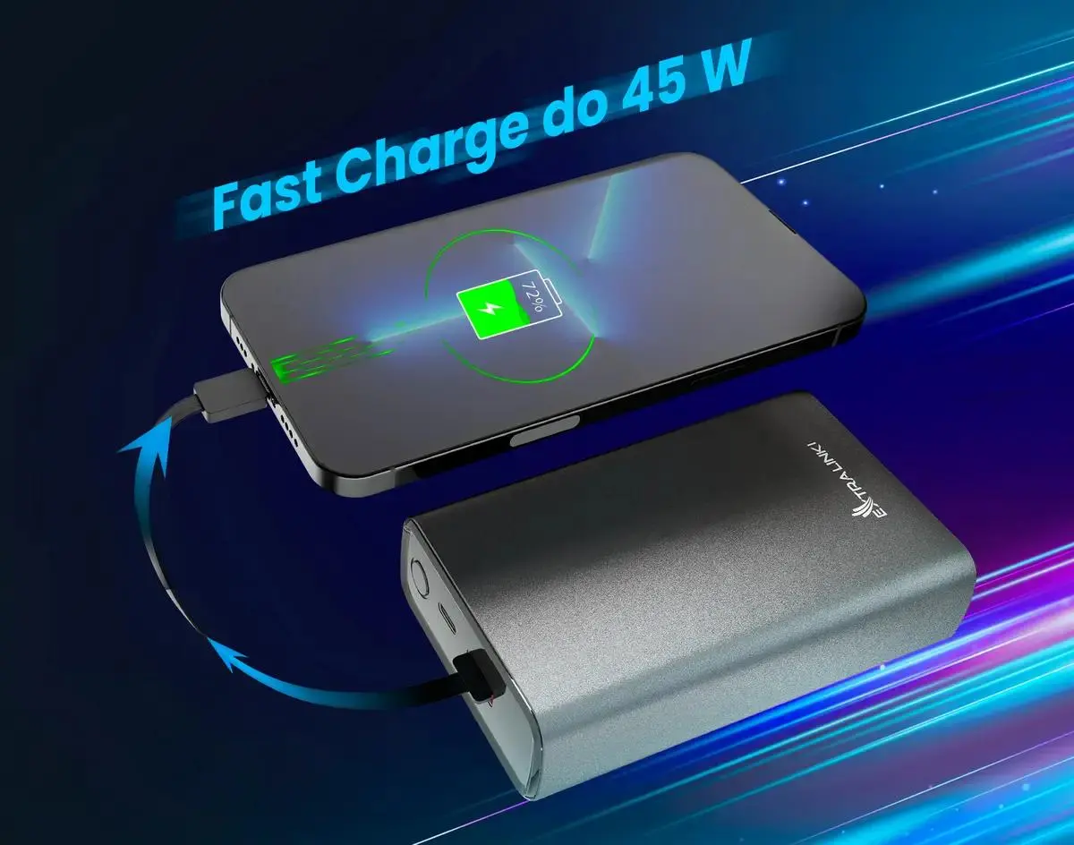 Powerbank Extralink EPB-126 20000mAh PD 45W Szary