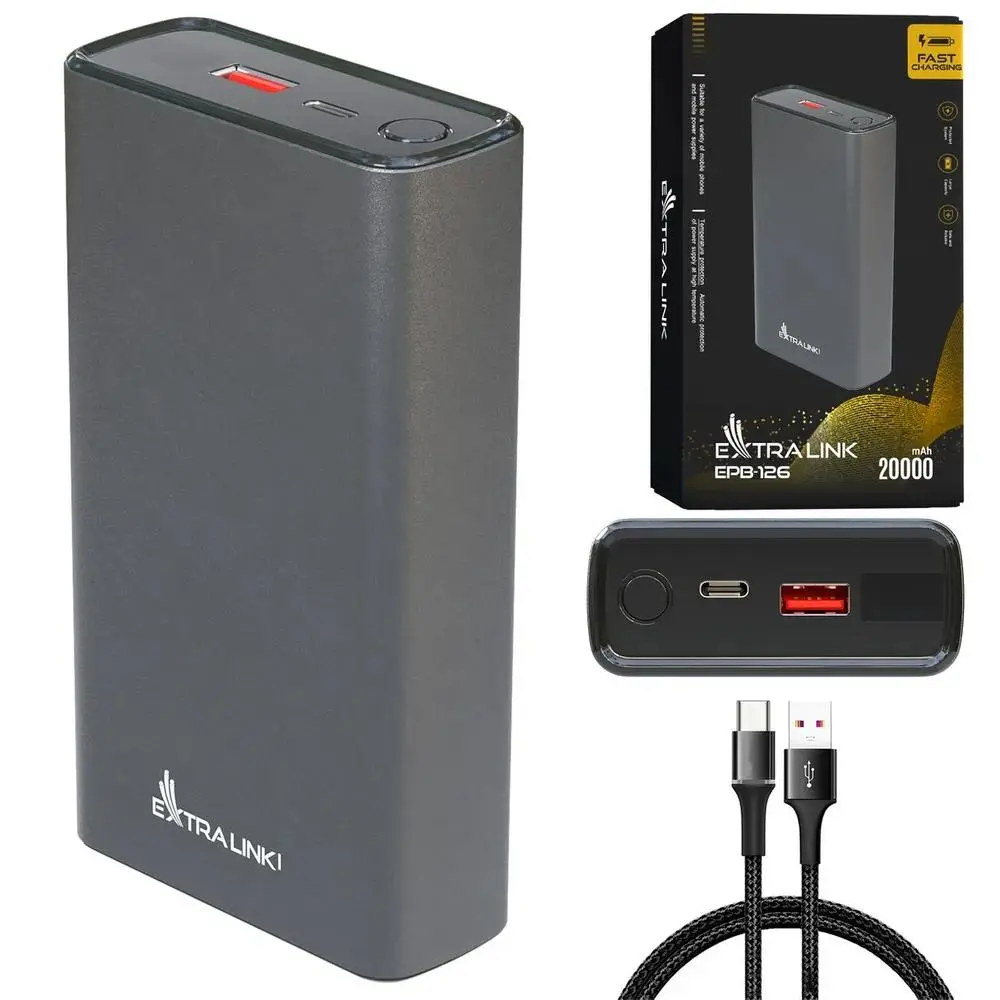 Powerbank Extralink EPB-126 20000mAh PD 45W Szary