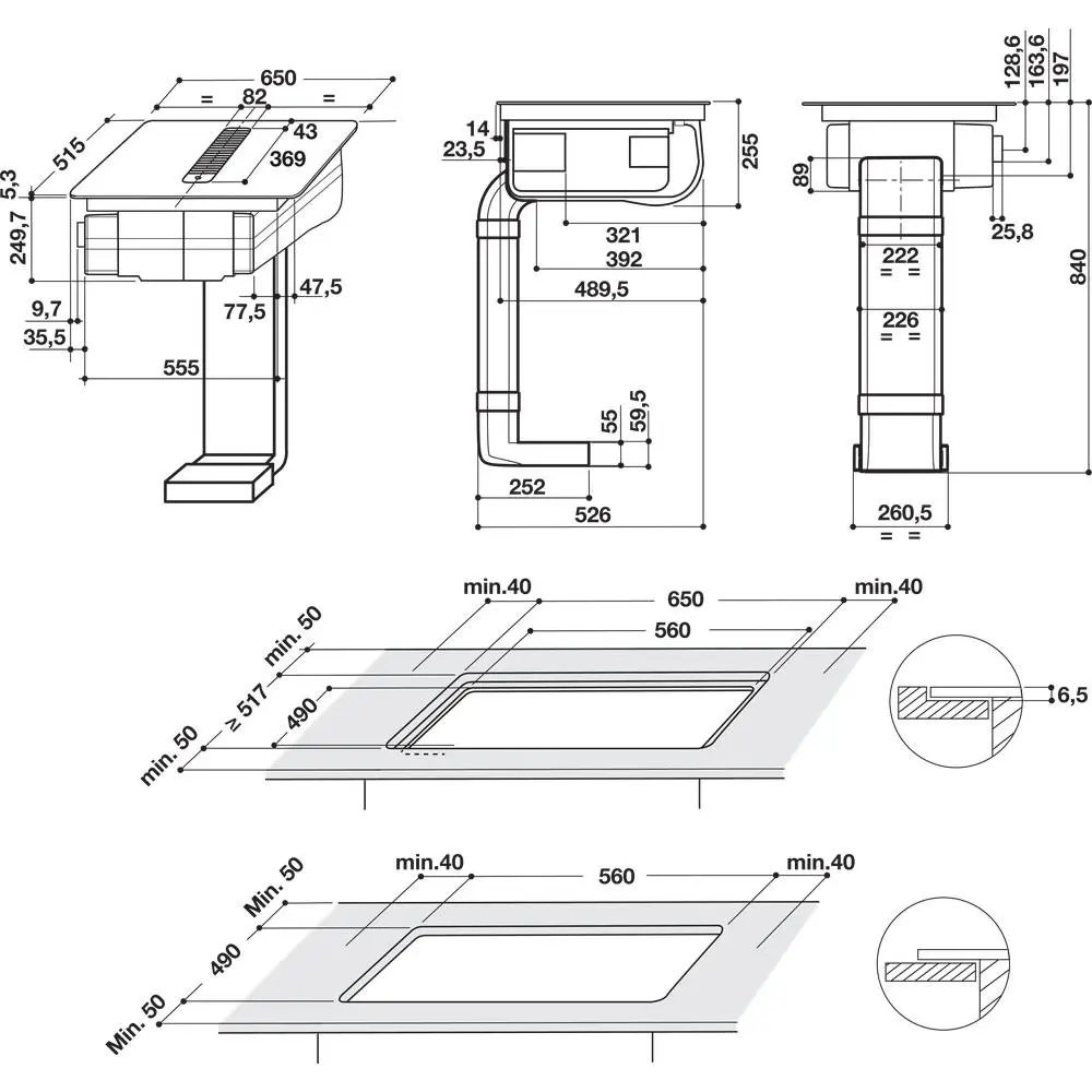 Płyta indukcyjna z okapem Whirlpool WVH 1065B F KIT 65cm
