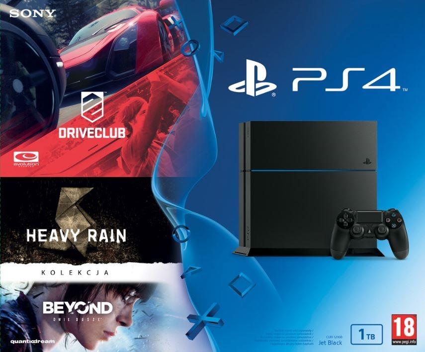 Konsola Sony PlayStation 4  1TB + Heavy Rain & Beyond Two Souls Collection + DriveClub