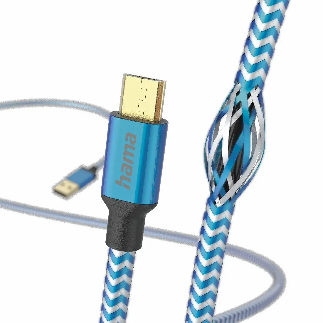Kabel Hama Reflective microUSB 1,5m Niebieski