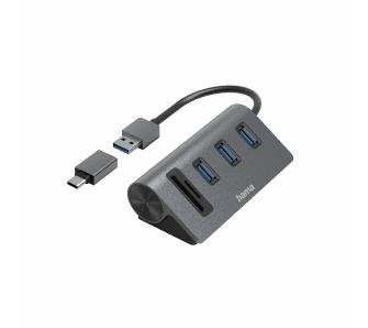 Hub USB Hama Combo USB Hub/Card Reader Szary