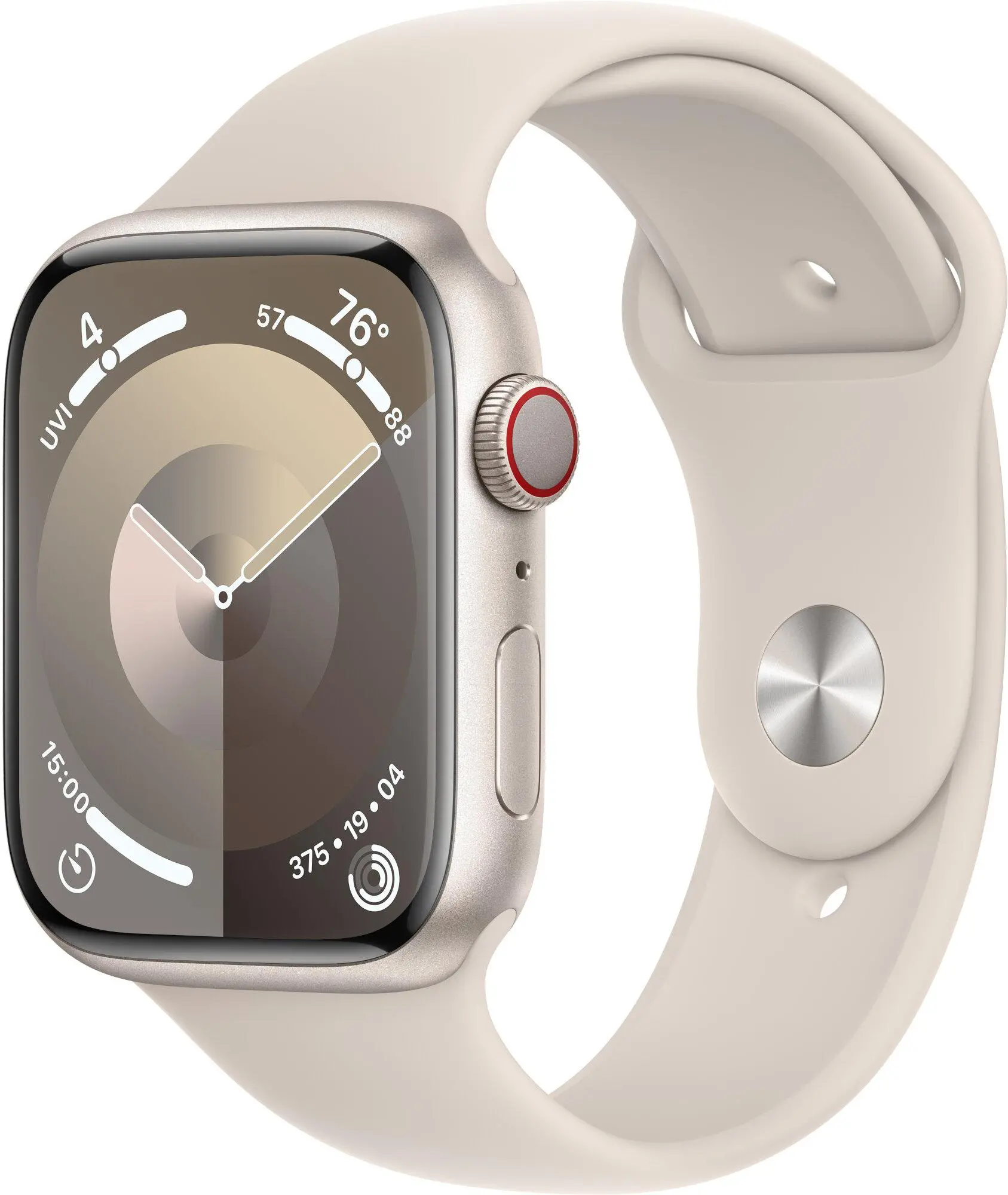 Apple Watch Series 9 GPS + Cellular koperta 45mm z aluminium Księżycowa poświata pasek sportowy Księżycowa poświata