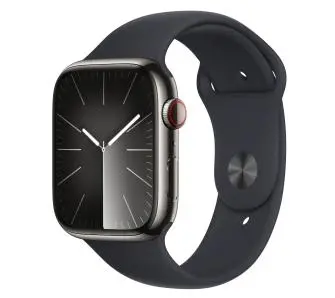 Smartwatch Apple Watch Series 9 GPS + Cellular koperta 45mm ze stali nierdzewnej Mocny grafit pasek sportowy Północ S/M