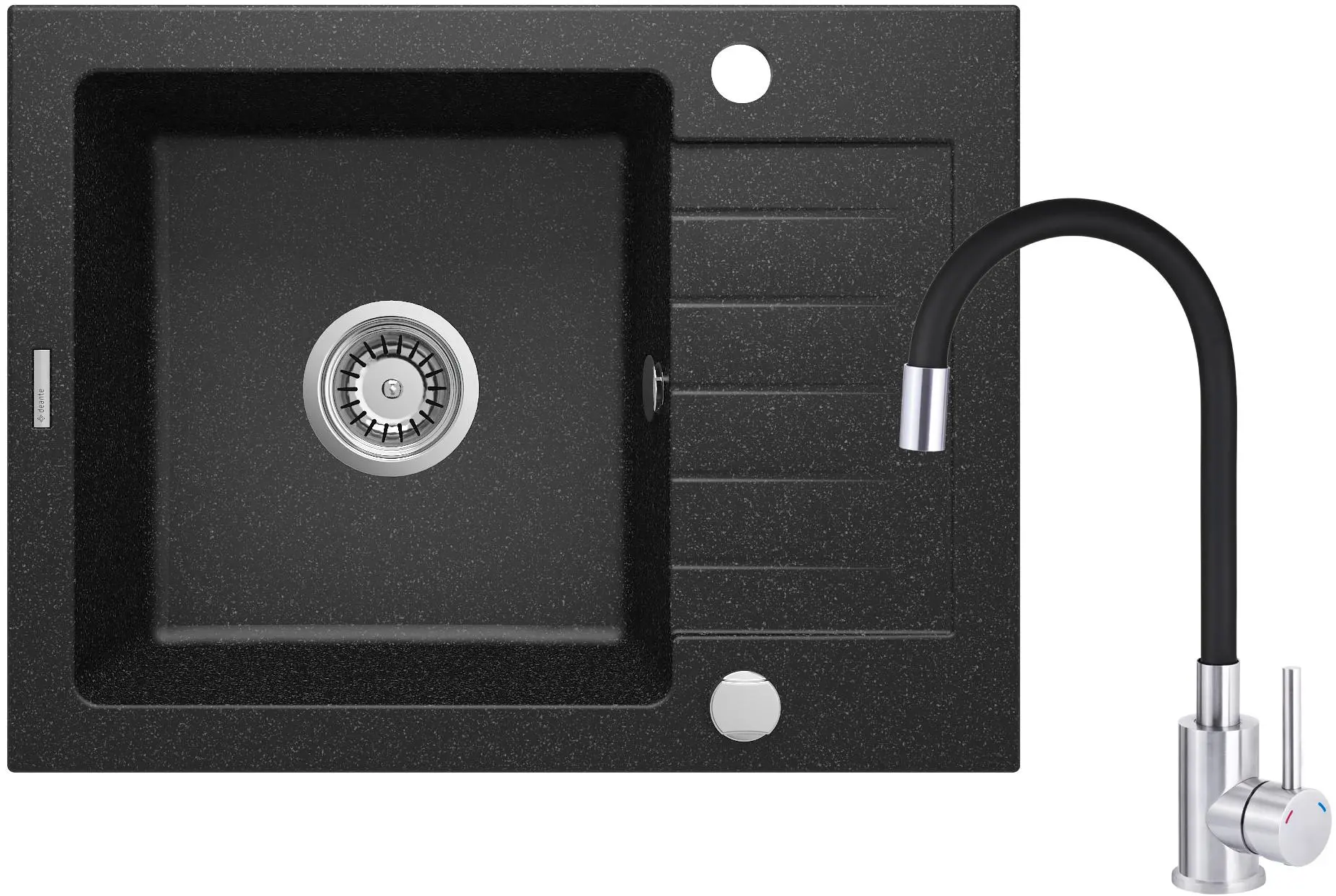 Zlewozmywak Deante ZORBA Grafitowy + bateria ZQZC211A Stal/Czarny