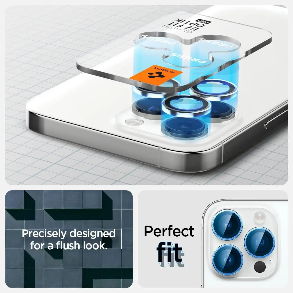 Szkło hartowane Spigen na aparat Glas.tR EZ Fit Optik Pro do iPhone 15 Pro/15 Pro Max/14 Pro/14 Pro Max - 2 pack