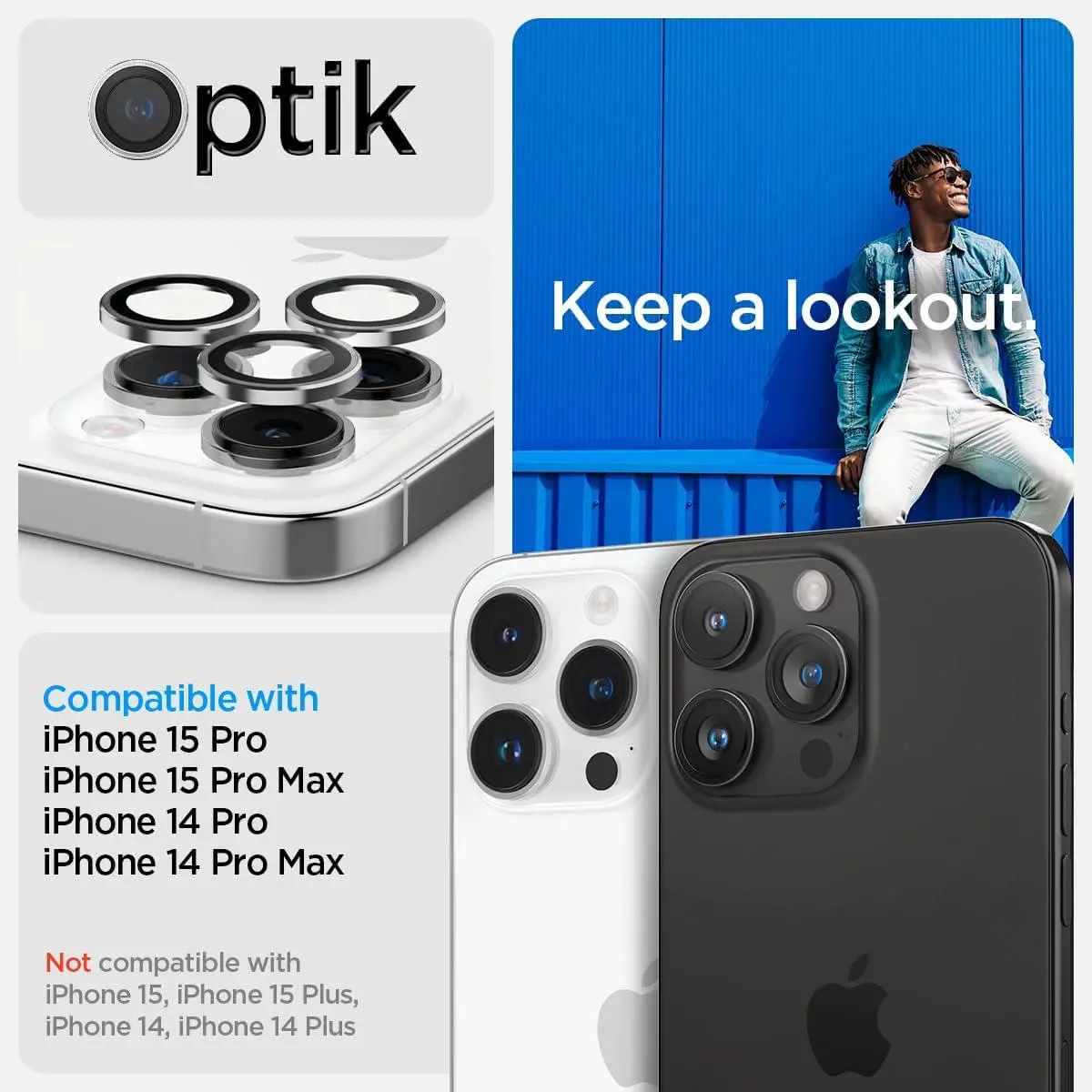 Szkło hartowane Spigen na aparat Glas.tR EZ Fit Optik Pro do iPhone 15 Pro/15 Pro Max/14 Pro/14 Pro Max - 2 pack