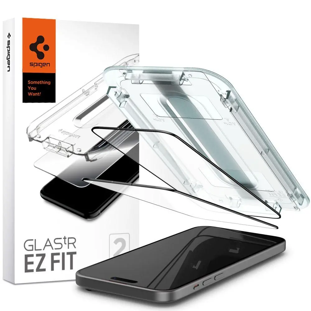 Szkło hartowane Spigen z aplikatorem Glas.tR EZ Fit 2P FC do iPhone 15 Plus - 2 pack
