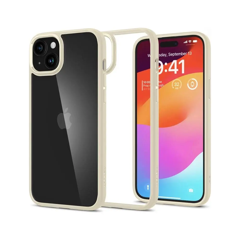 Etui Spigen Crystal Hybrid do iPhone 15 Plus Piaskowy