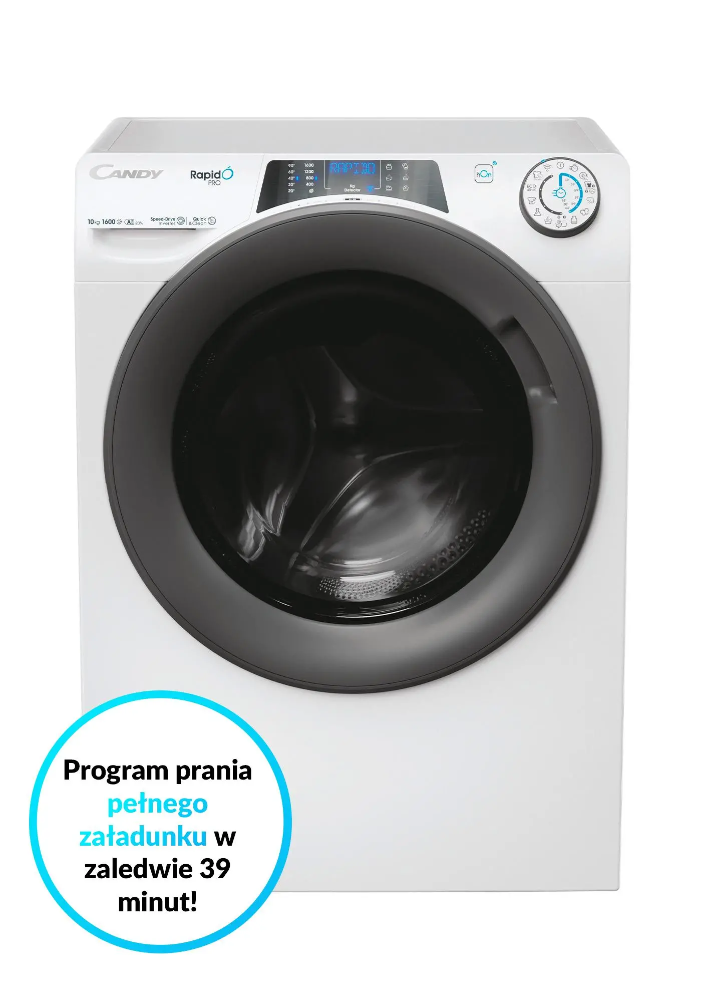 Pralka Candy Rapido Pro RP 6106BWMR8-S 10kg 1600obr/min Zdalne sterowanie
