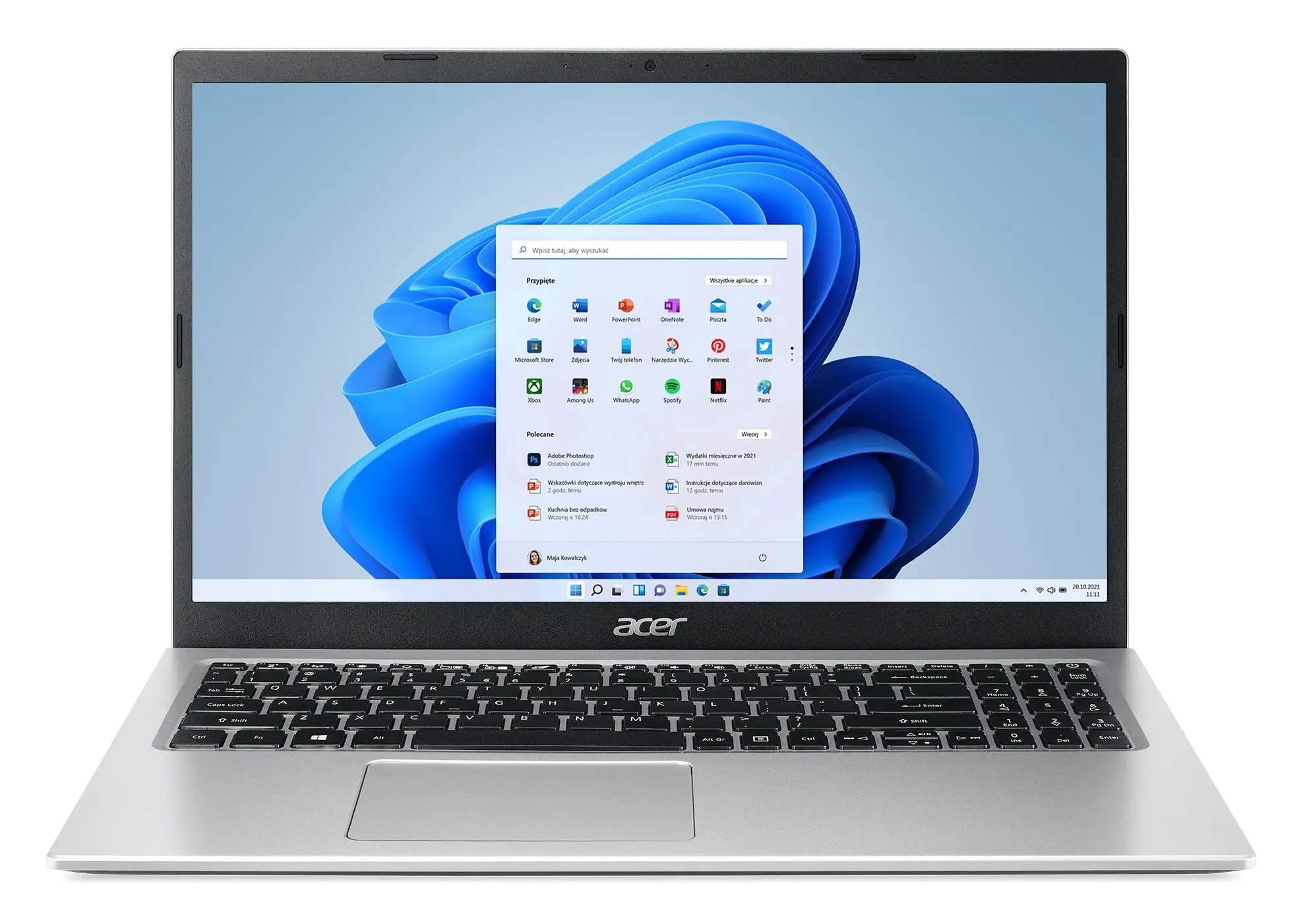 Laptop Acer Aspire 3 A315-58-75RM 15,6" i7-1165G7 16GB RAM 1TB Dysk SSD Win11 Srebrny