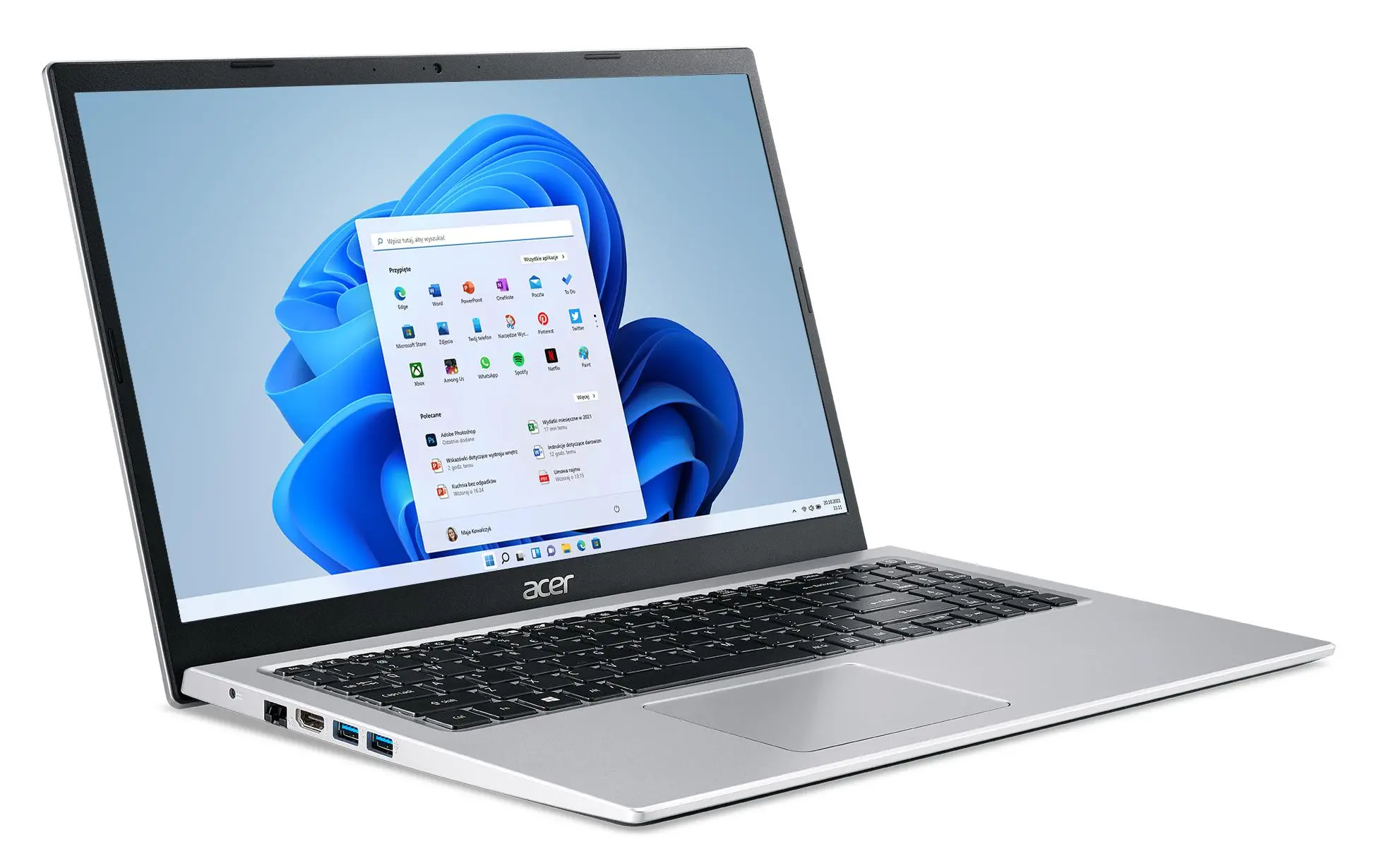 Laptop Acer Aspire 3 A315-58-75RM 15,6" i7-1165G7 16GB RAM 1TB Dysk SSD Win11 Srebrny
