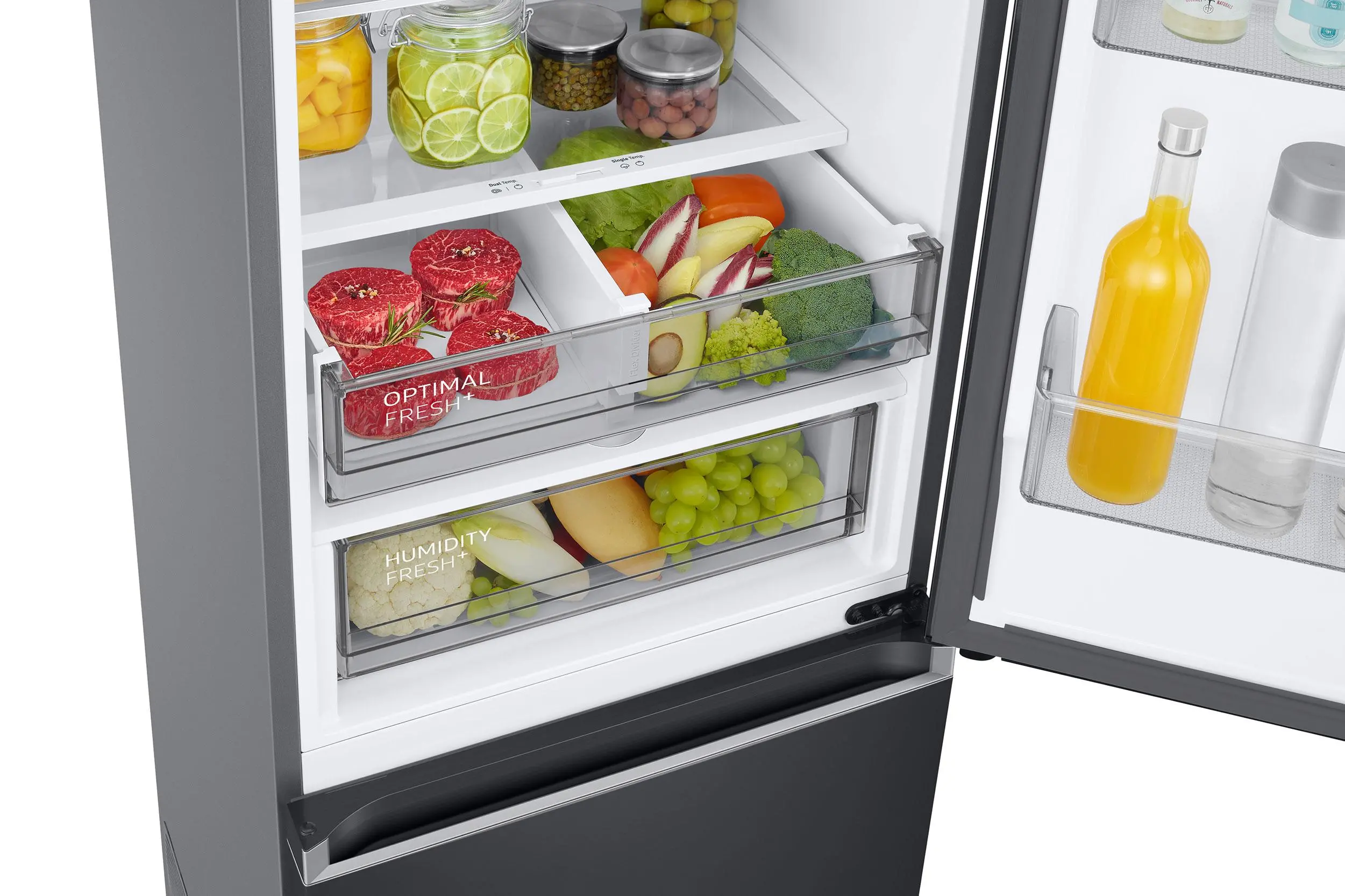 Lodówka Samsung RB38C705CB1 Pełny No Frost 203cm Szuflada z kontrolą wilgotności Zdalne sterowanie Grafitowa Stal