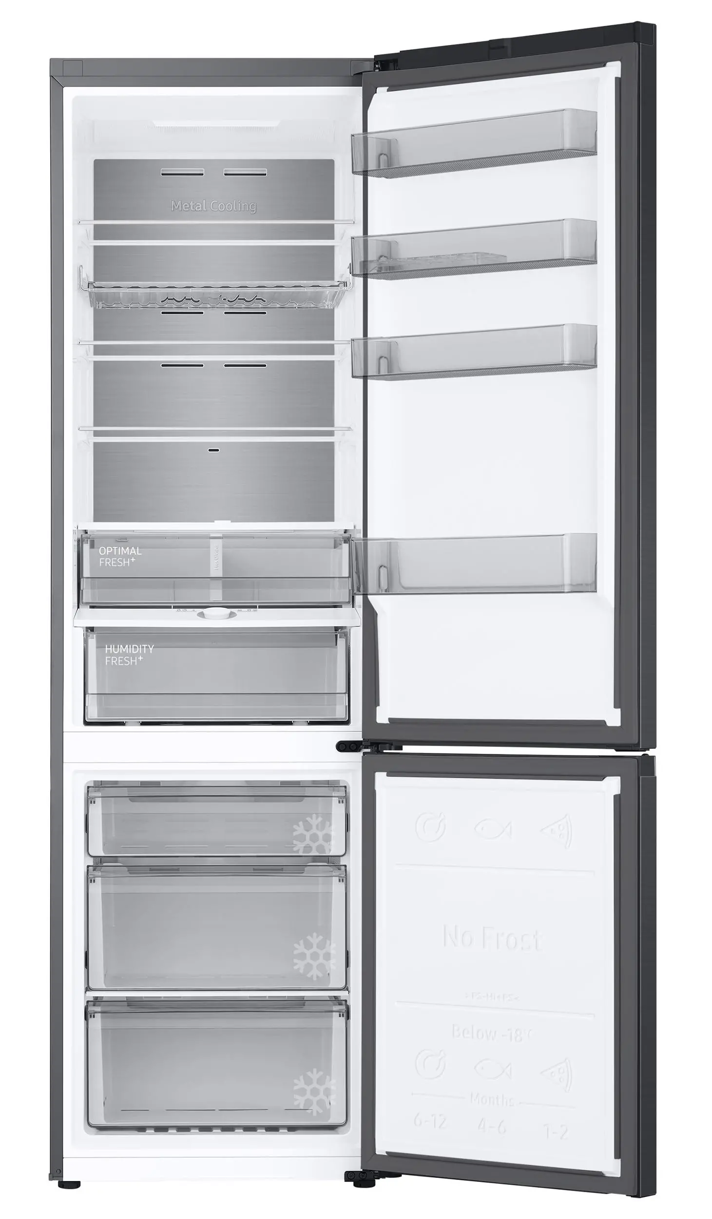 Lodówka Samsung RB38C705CB1 Pełny No Frost 203cm Szuflada z kontrolą wilgotności Zdalne sterowanie Grafitowa Stal