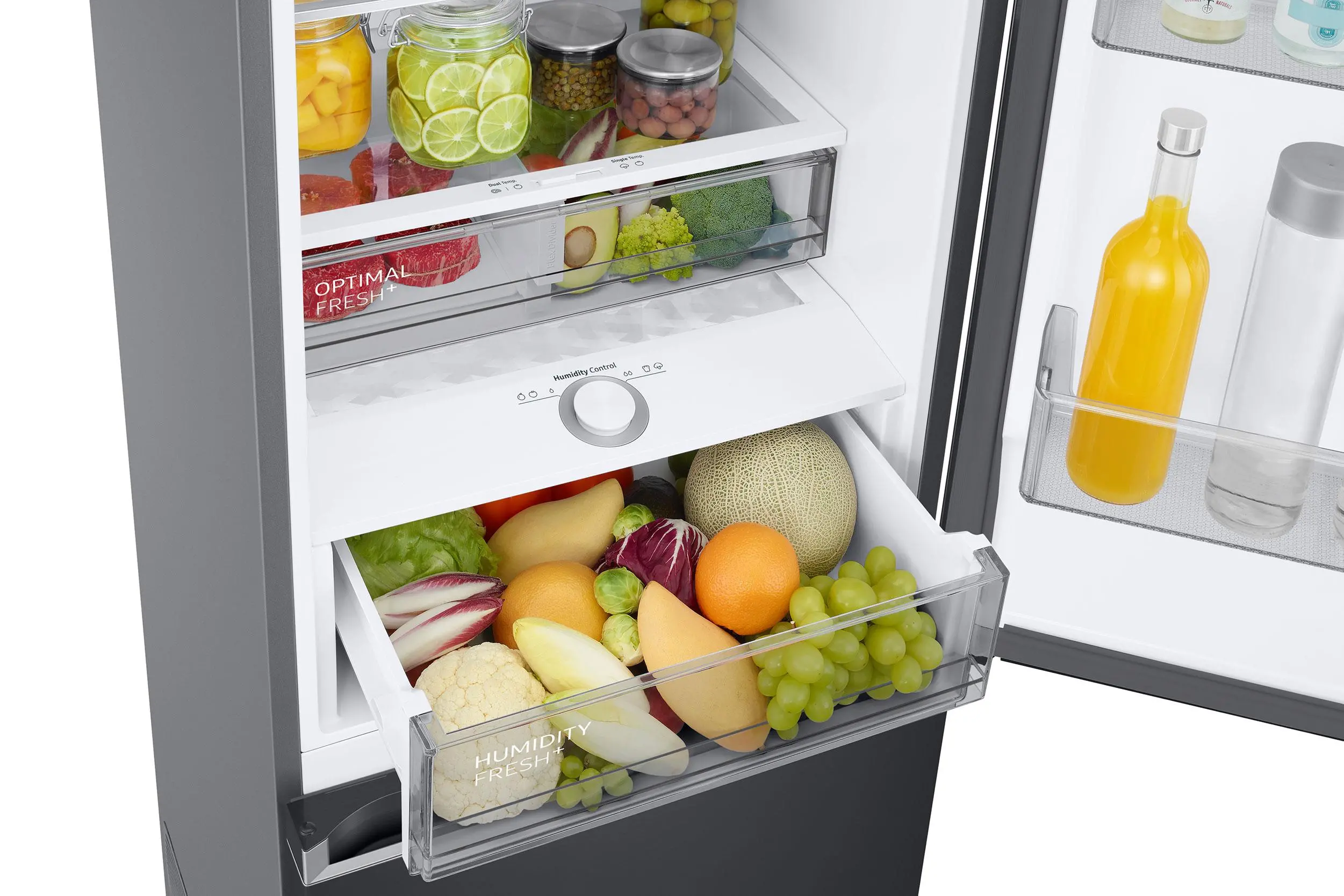 Lodówka Samsung RB38C705CB1 Pełny No Frost 203cm Szuflada z kontrolą wilgotności Zdalne sterowanie Grafitowa Stal