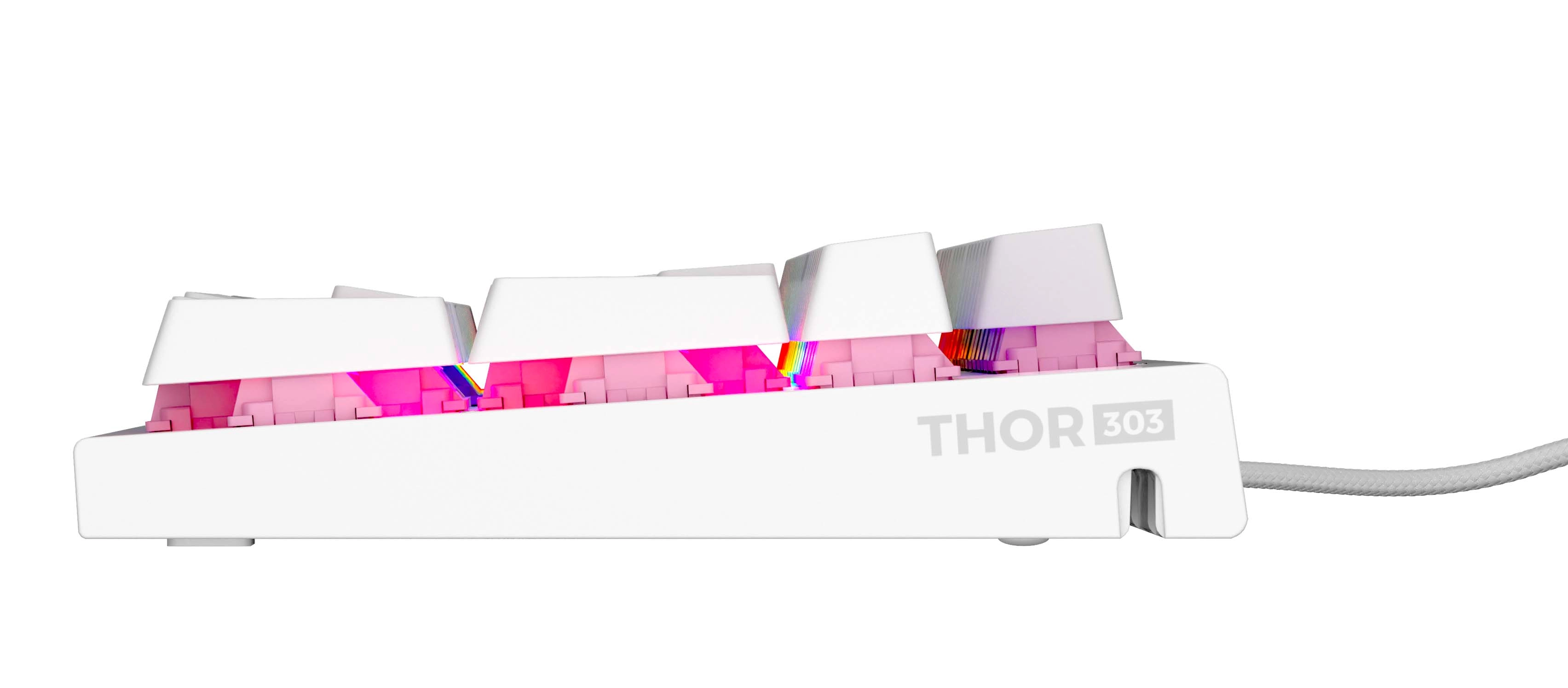 Klawiatura mechaniczna Genesis Thor 303 RGB Outemu Peach Silent Biały