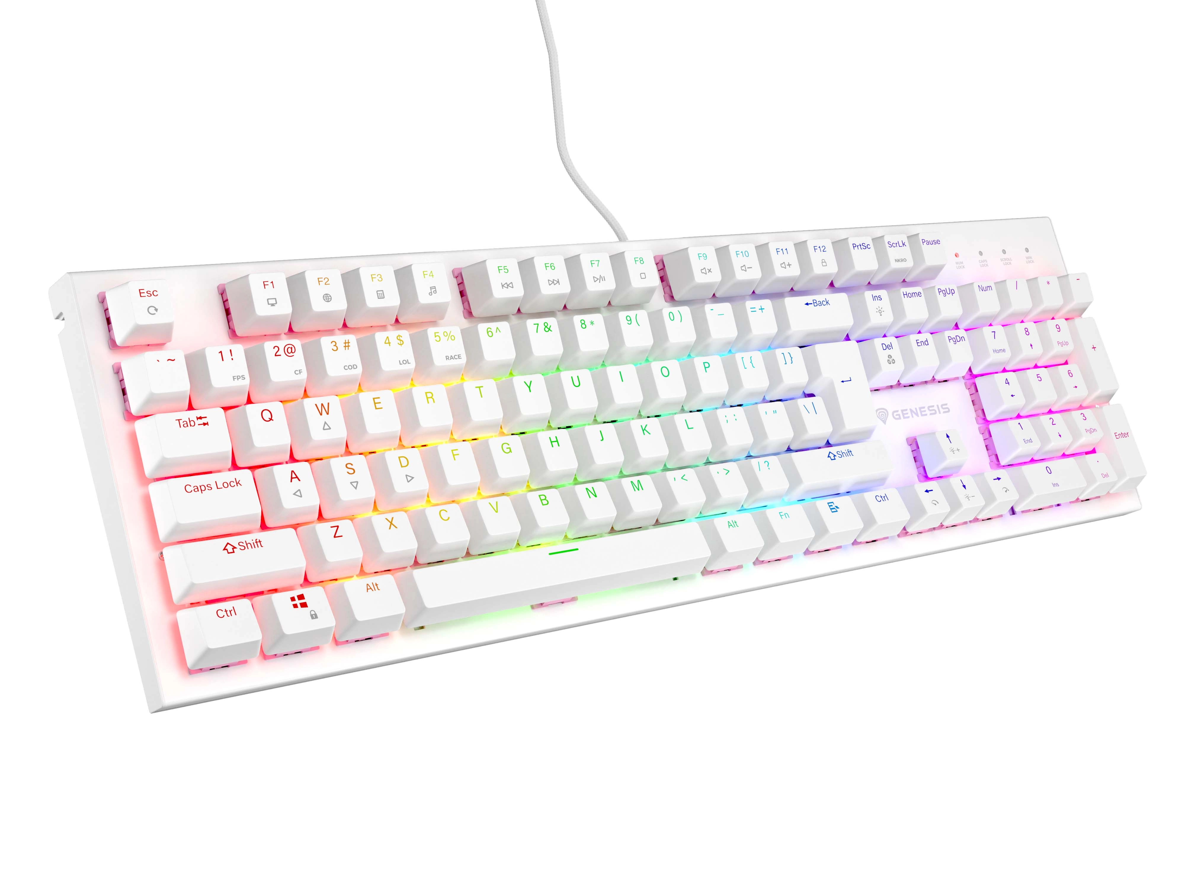 Klawiatura mechaniczna Genesis Thor 303 RGB Outemu Peach Silent Biały