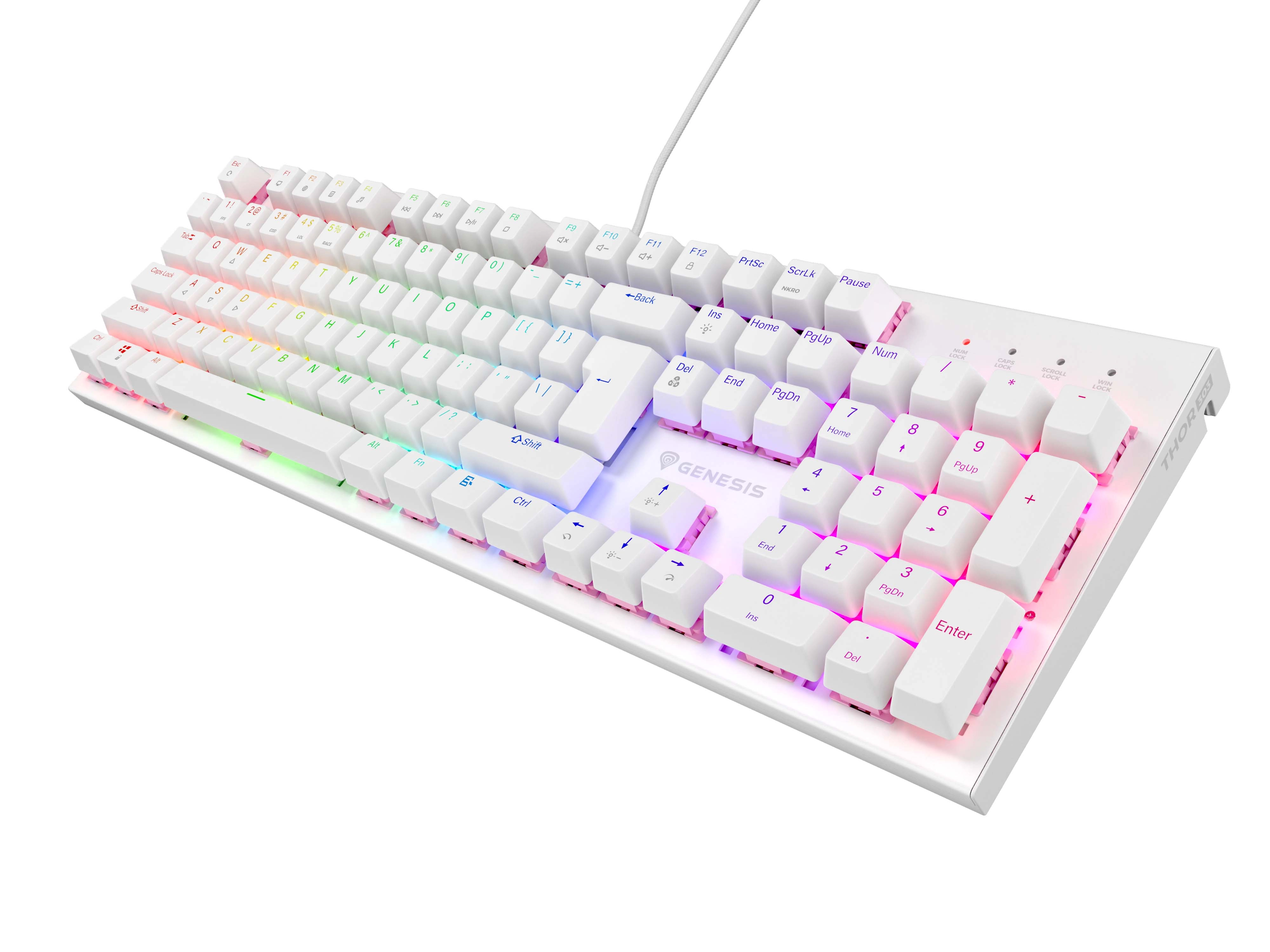 Klawiatura mechaniczna Genesis Thor 303 RGB Outemu Peach Silent Biały