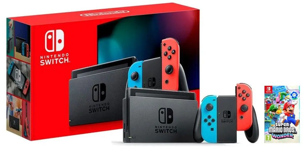 Konsola Nintendo Switch Joy-Con v2 Czerwono-niebieski + Super Mario Bros. Wonder