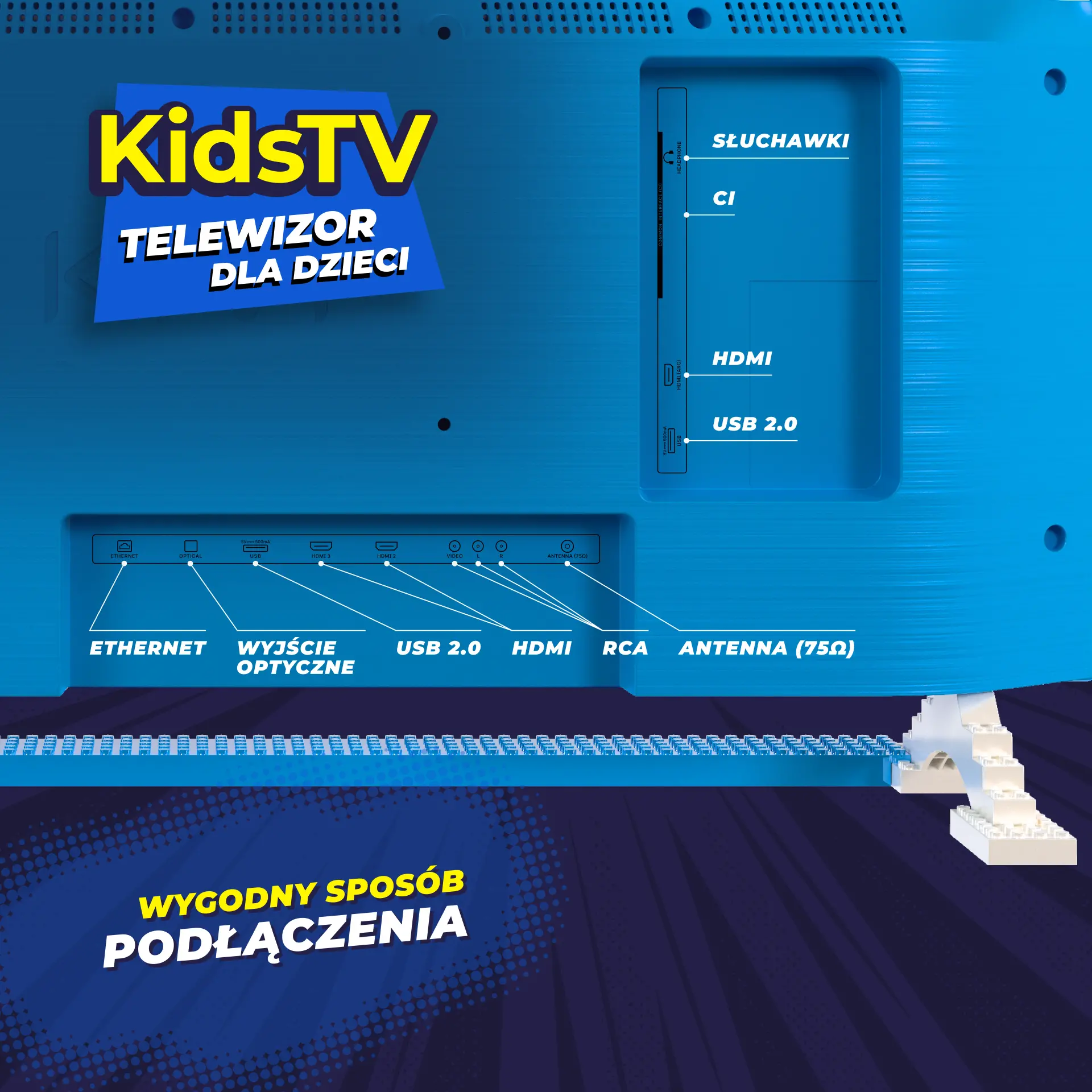Telewizor KIVI KidsTV dla dzieci  32" LED Full HD Android TV DVB-T2