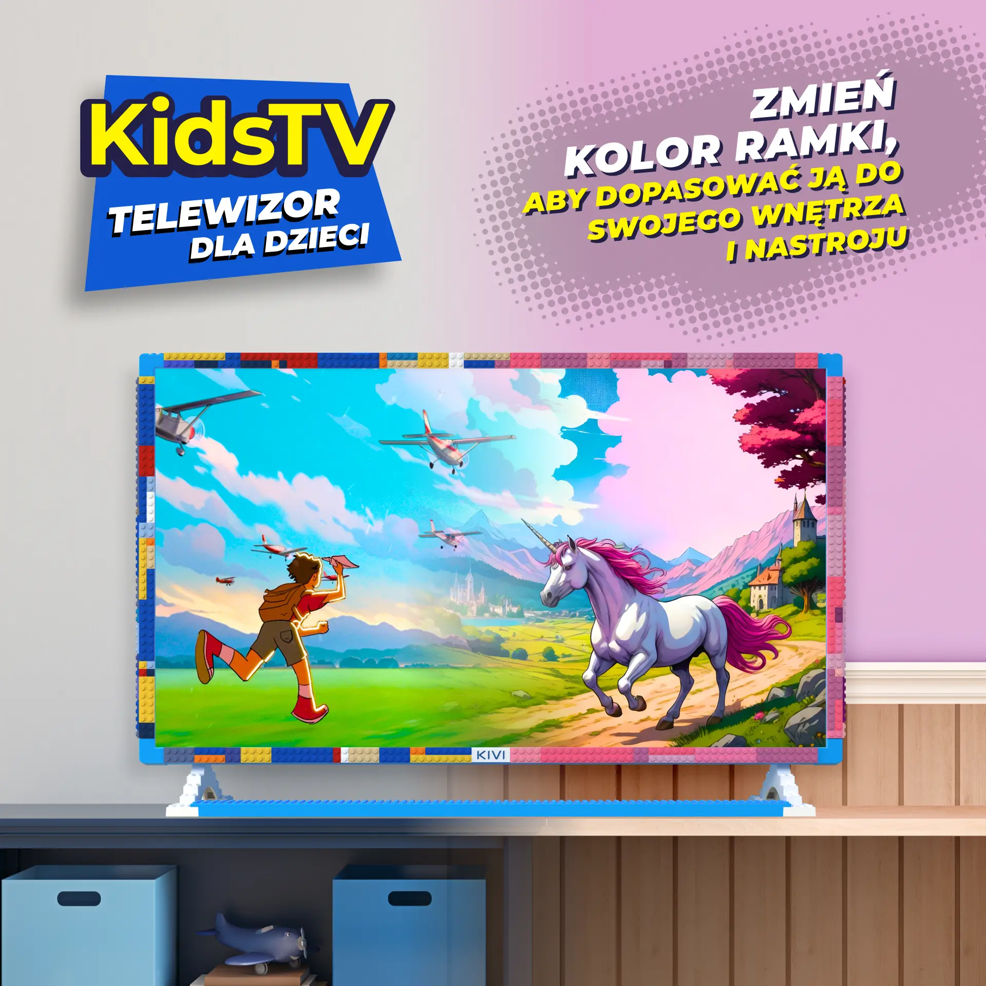 Telewizor KIVI KidsTV dla dzieci  32" LED Full HD Android TV DVB-T2