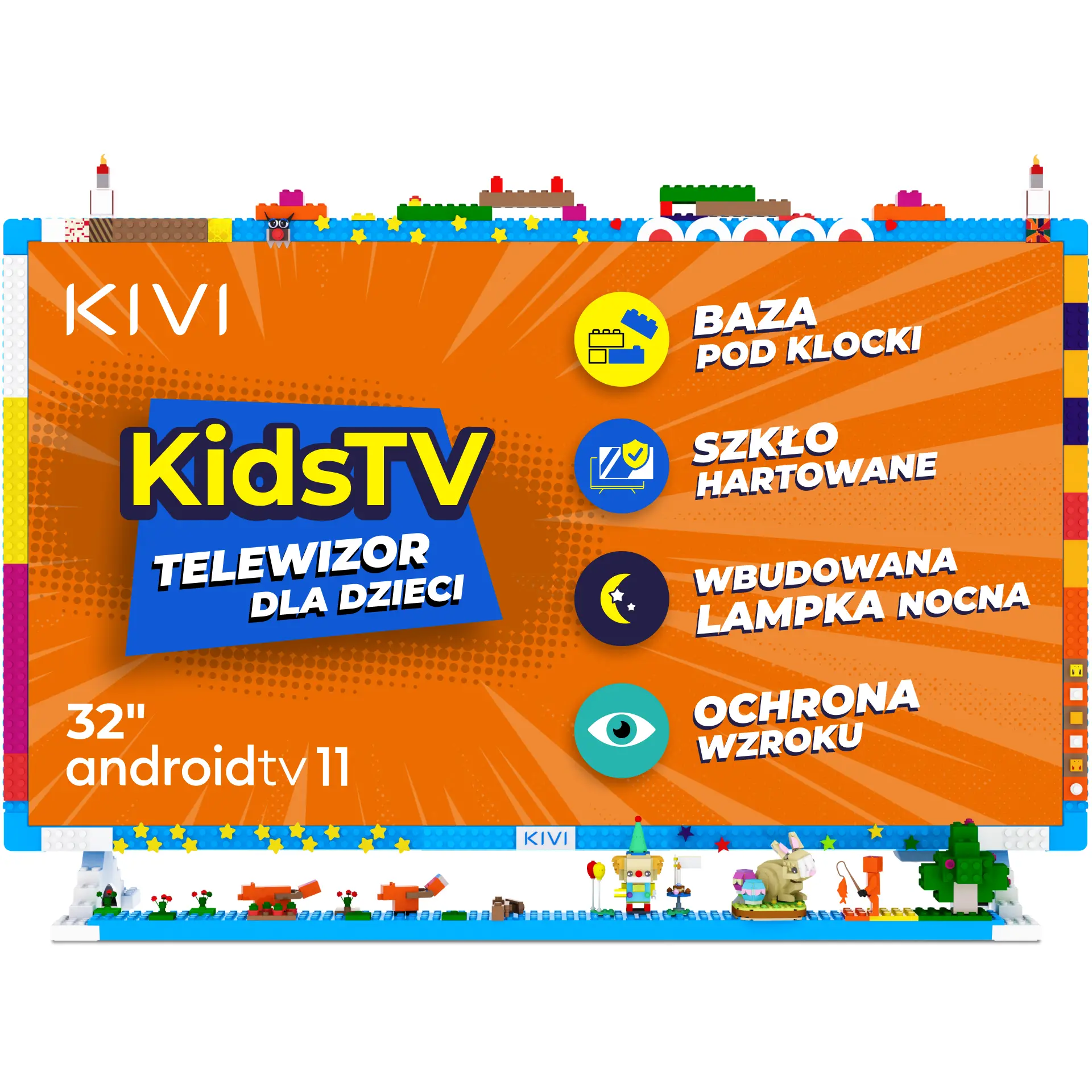 Telewizor KIVI KidsTV dla dzieci  32" LED Full HD Android TV DVB-T2