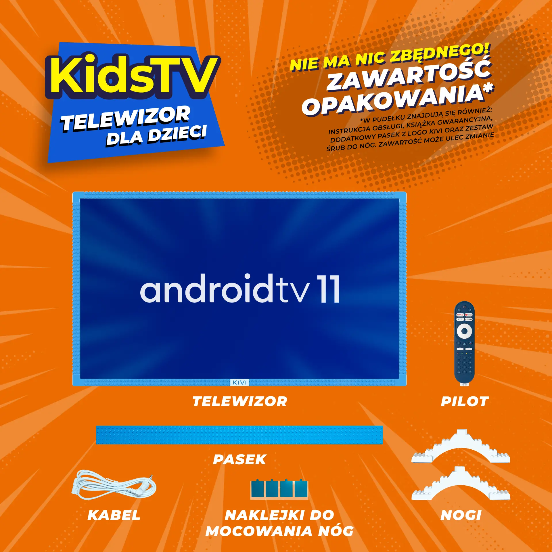 Telewizor KIVI KidsTV dla dzieci  32" LED Full HD Android TV DVB-T2