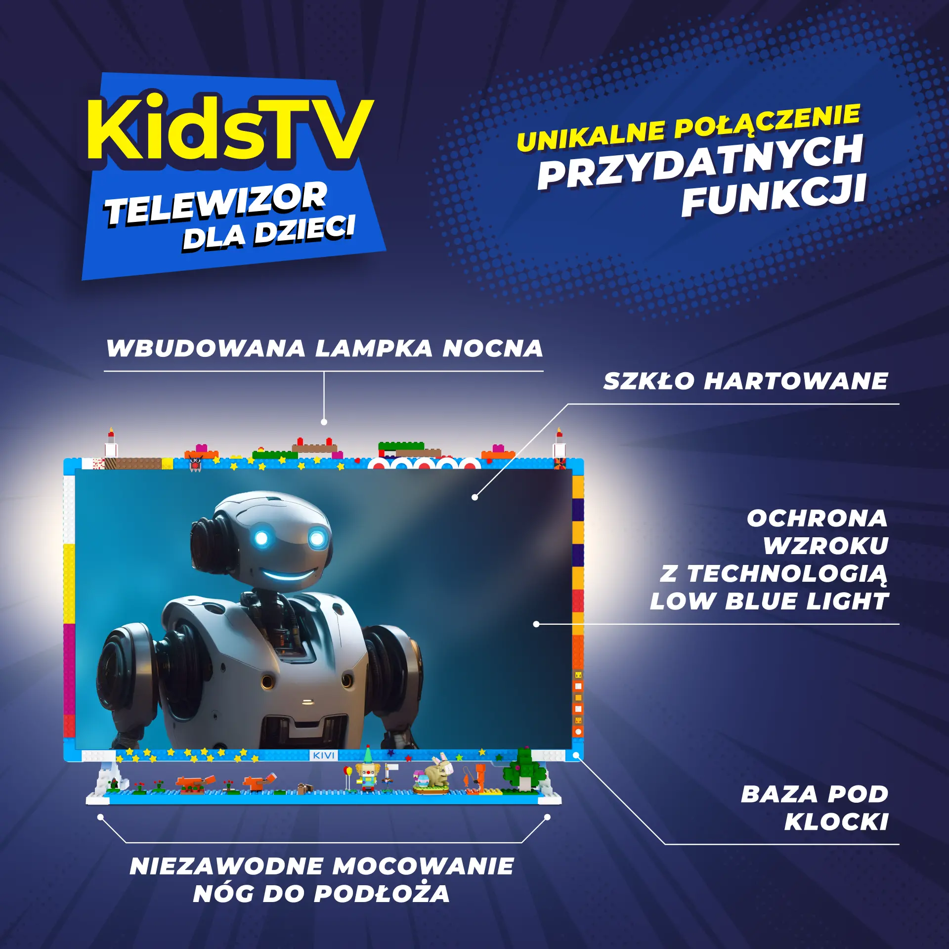 Telewizor KIVI KidsTV dla dzieci  32" LED Full HD Android TV DVB-T2