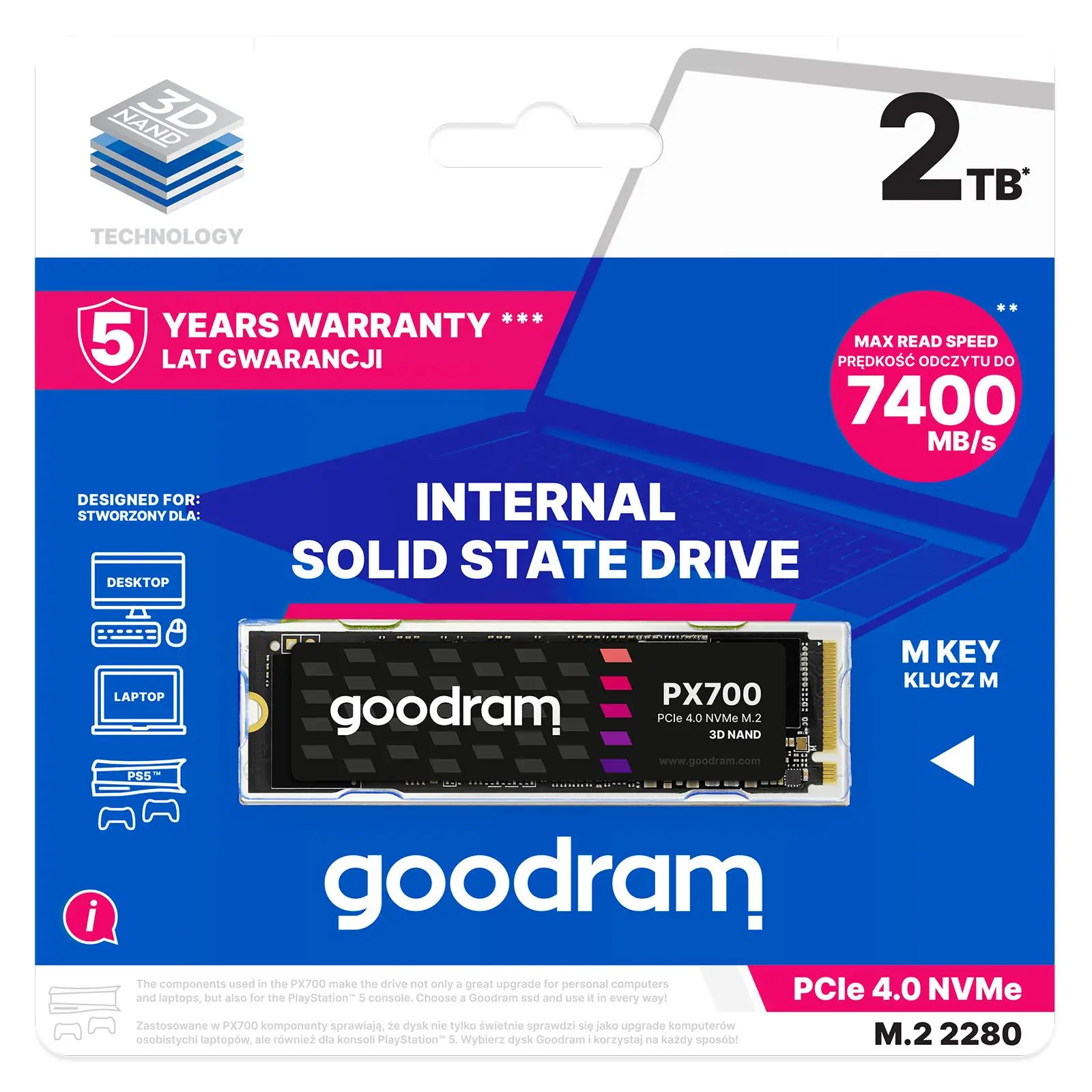 Dysk GoodRam PX700 2TB M.2 PCIe NVMe Gen4 x4